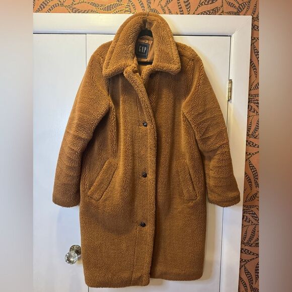 GAP Jackets & Blazers - GAP Teddy Sherpa Coat Brown Women’s Size XL Tall